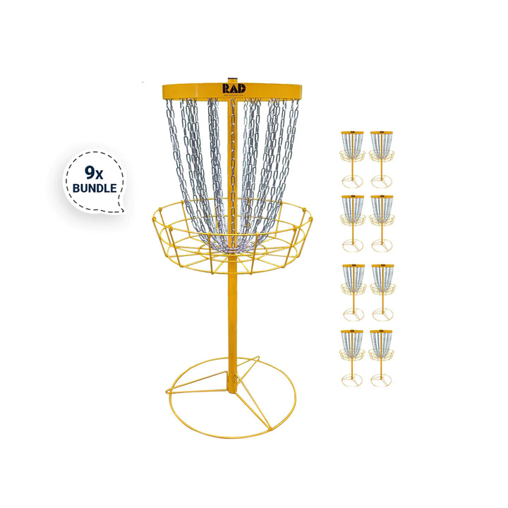 9 RAD Birdie Lite Disc Golf Baskets Bundle-Super lightweight (14kgs each )