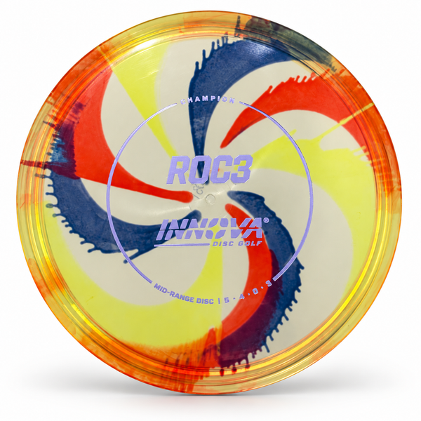 Innova I-Dye Champion Roc3 – Black Swirl with Yellow and Red