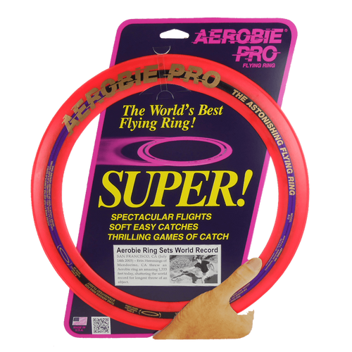 An image showing Aerobie Pro 13" Flying Ring Beach Frisbee Disc red in color 