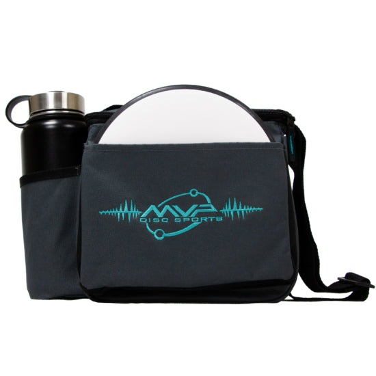 mvp-cell-disc-golf-starter-bag-The Cell fits 10-12-discs and has a side water bottle holder.