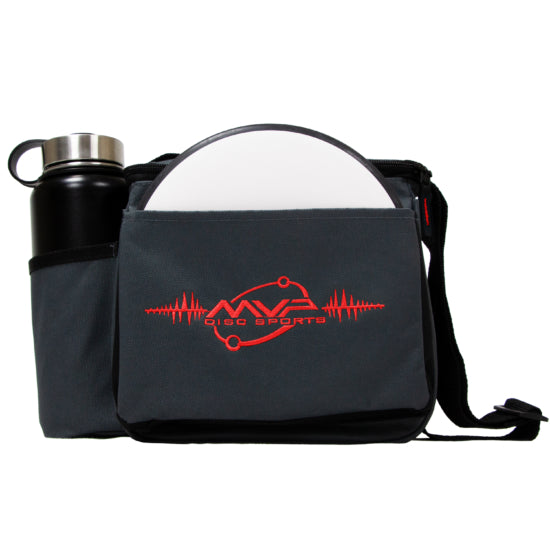 mvp-cell-disc-golf-starter-bag-The Cell fits 10-12-discs and has a side water bottle holder.