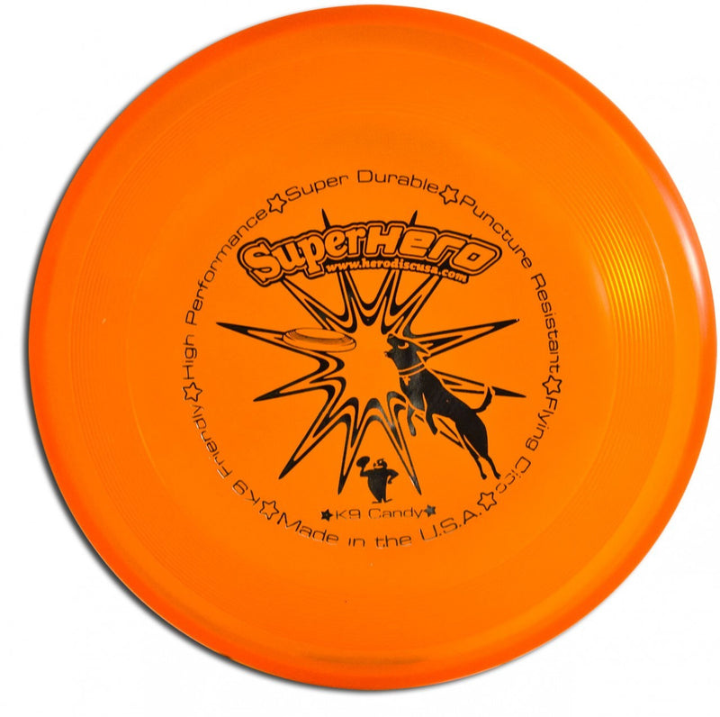 An image showing Superhero Dog Disc, Orange in color. A disc golf for frisbee.