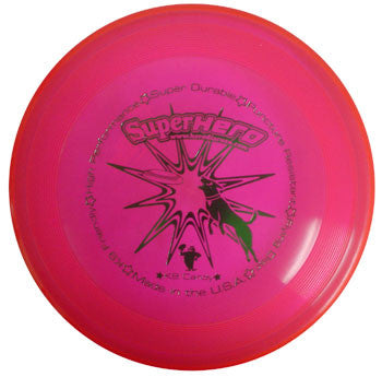 An image showing Superhero Dog Disc, Pink in color. A disc golf for frisbee