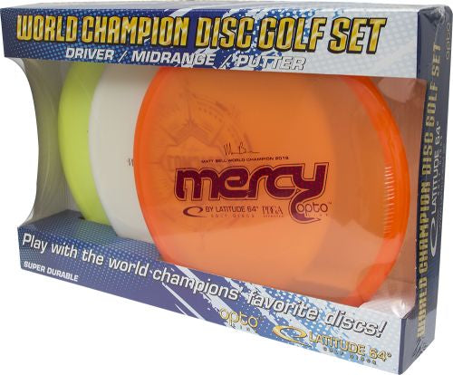 An image showing Latitude 64 World Champion  Disc Golf Set - Opto Line. A disc golf for frisbee